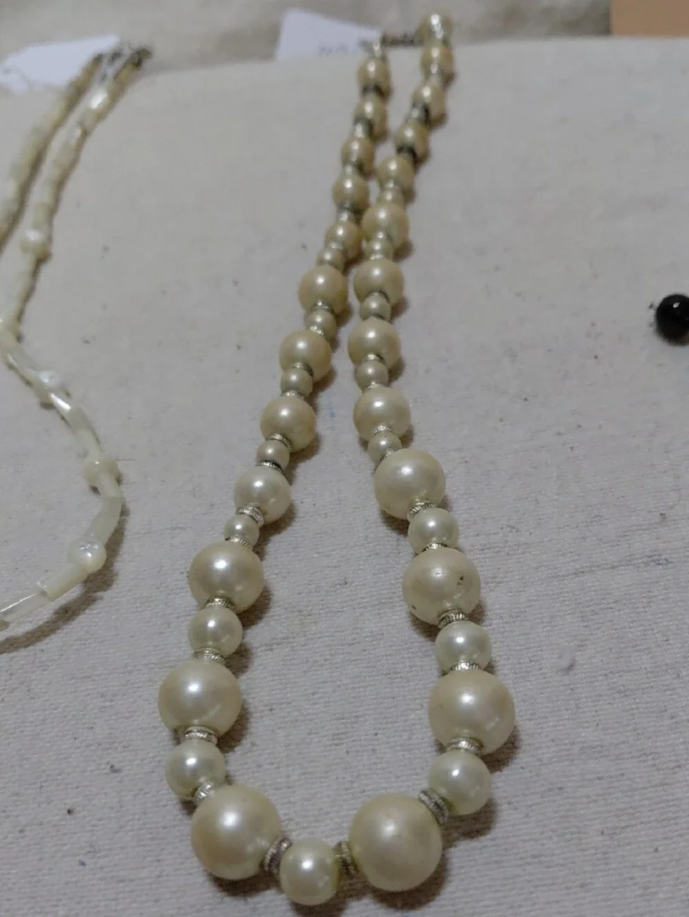 Set of Four Statement Necklaces and Earrings - Black, Pearl, Ivory